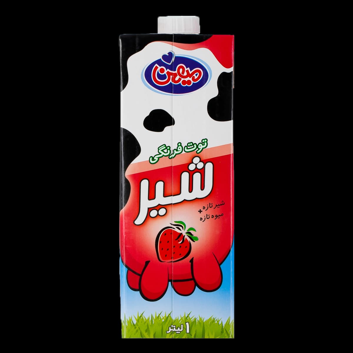 میهن شیر توت فرنگی 1 لیتری