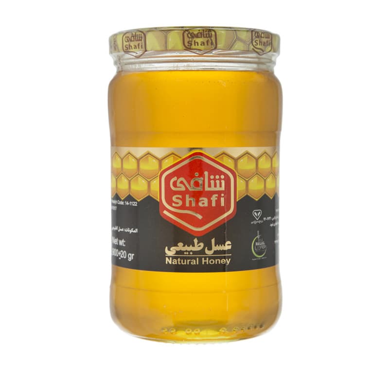شافی عسل طبیعی بدون موم شیشه 900 گرم