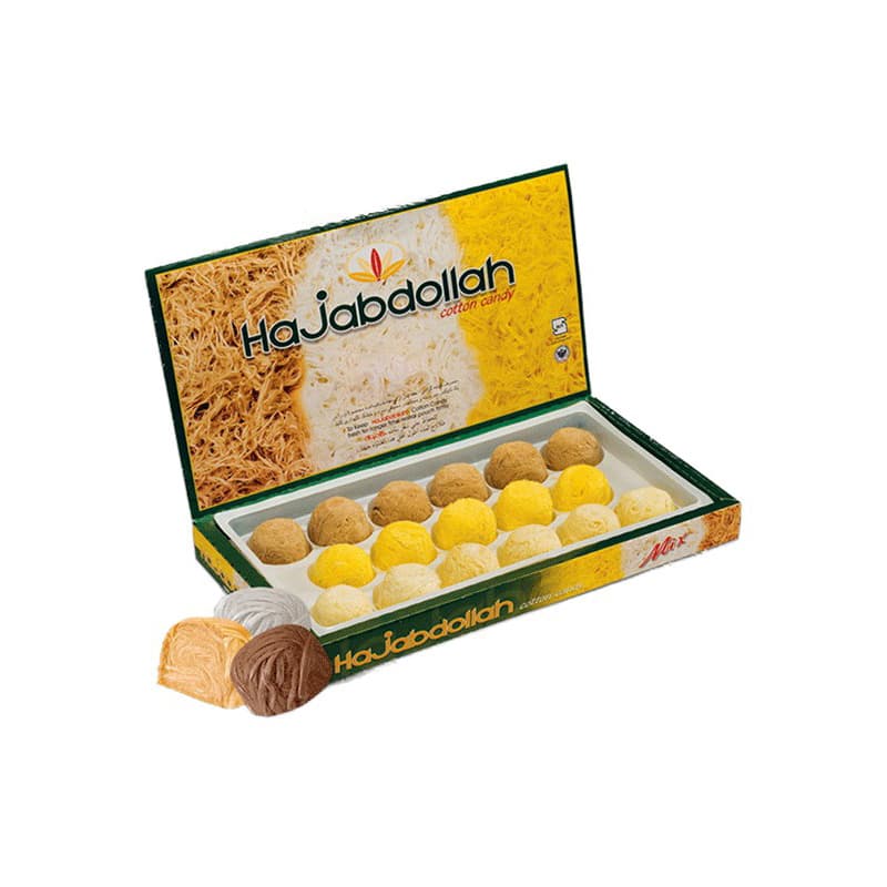 پشمک حاج عبداله 350گ جعبه لقمه 12ع میکس