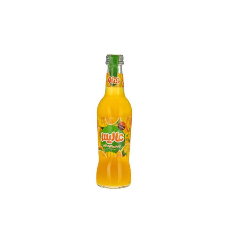عالیس آبمیوه گازدار شیشه 250م پرتقال انبه