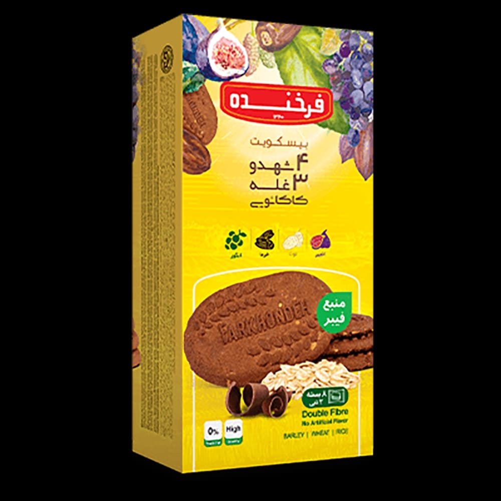 فرخنده بیسکویت خوشین 4شهد 3غله ساده