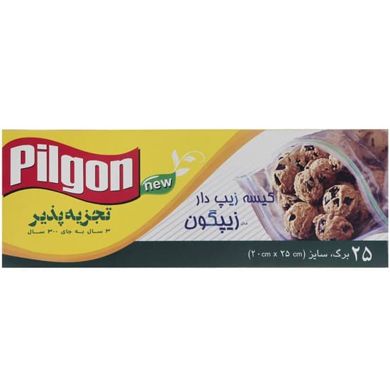پیلگون کیسه فریزر زیپدار زیپگون 25برگ 25*20