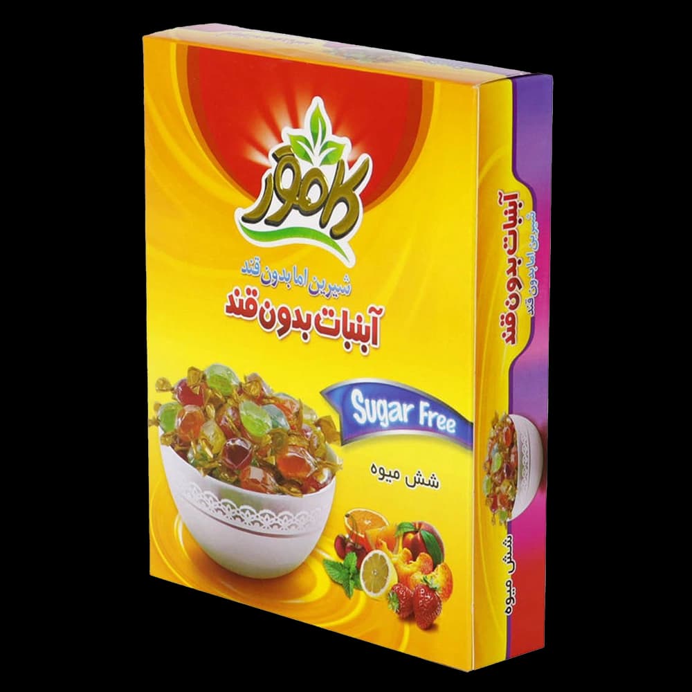 کامور آبنبات شش میوه  بدون قند 130گرم