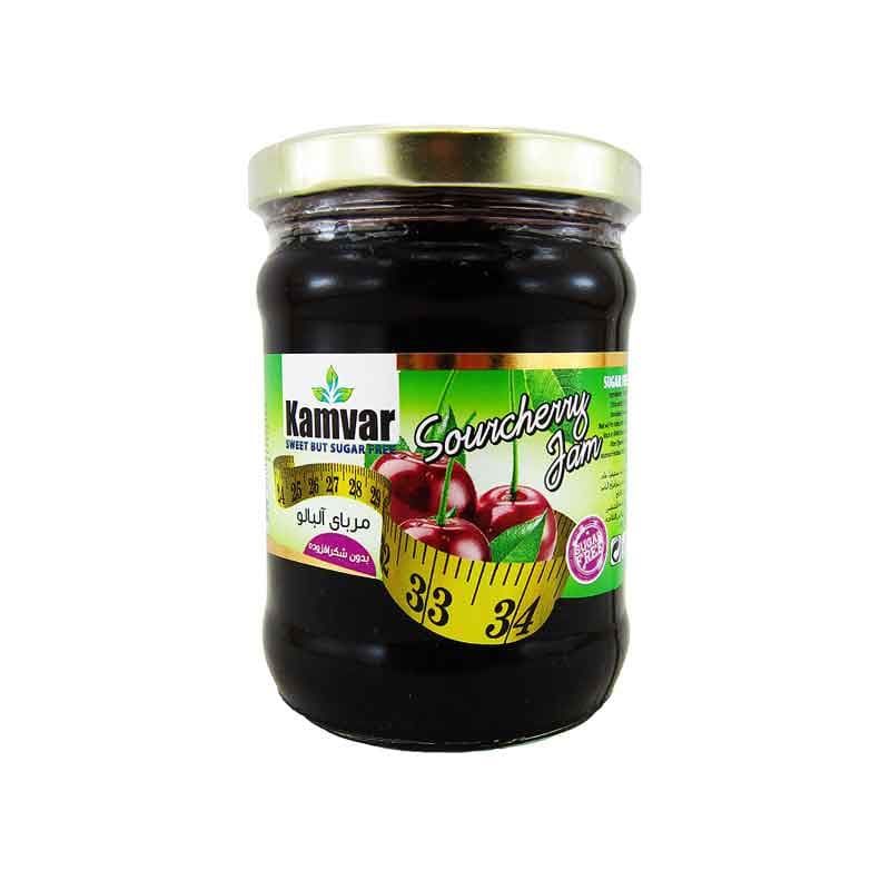 کامور مربا آلبالو بدون قند شیشه 300گرم