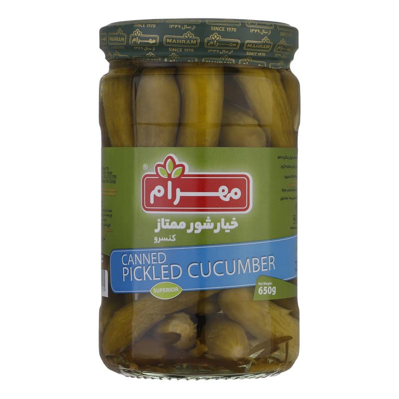 مهرام خیارشور ممتاز 680 گرم شیشه 12 ع