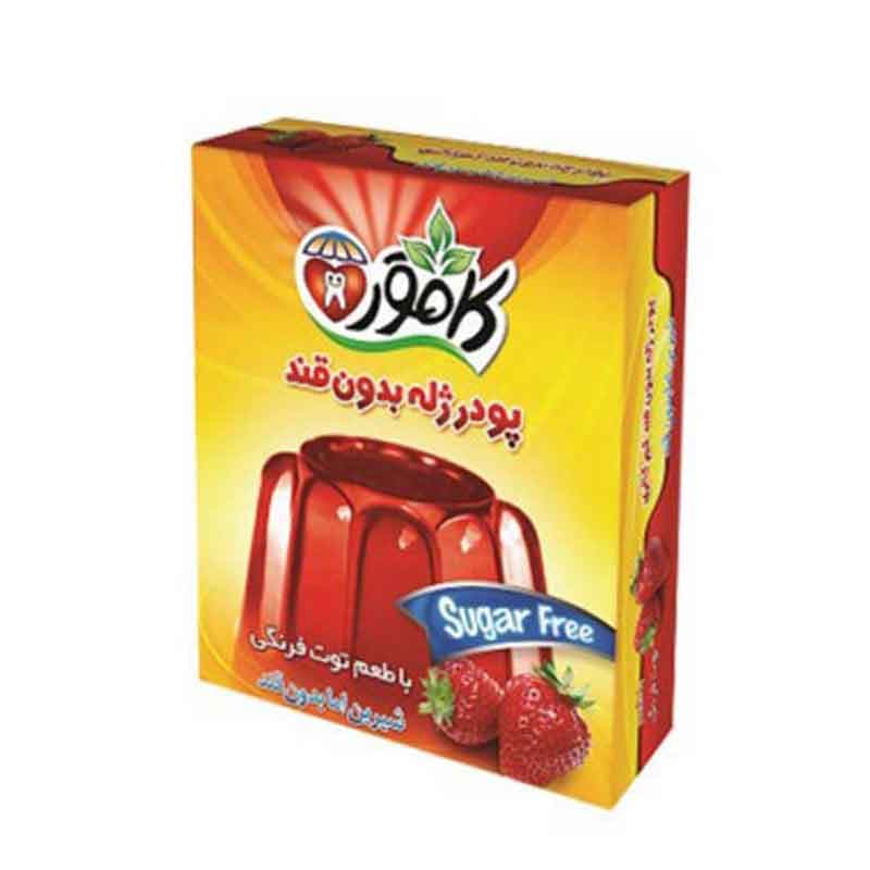 کامور پودر ژله بدون قند توت فرنگی 36گرمی